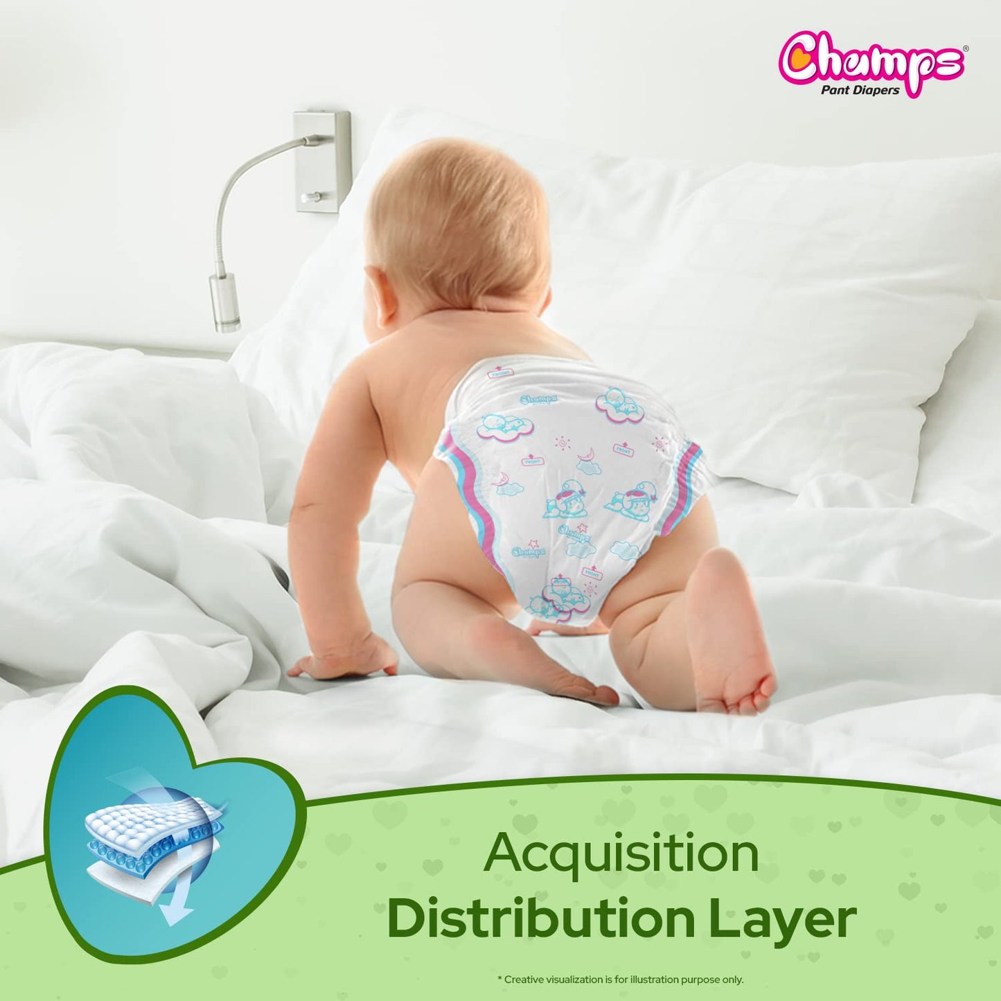 0960 Champs Soft And Dry Baby Diaper Pants 78 Pcs (Small Size S78)
