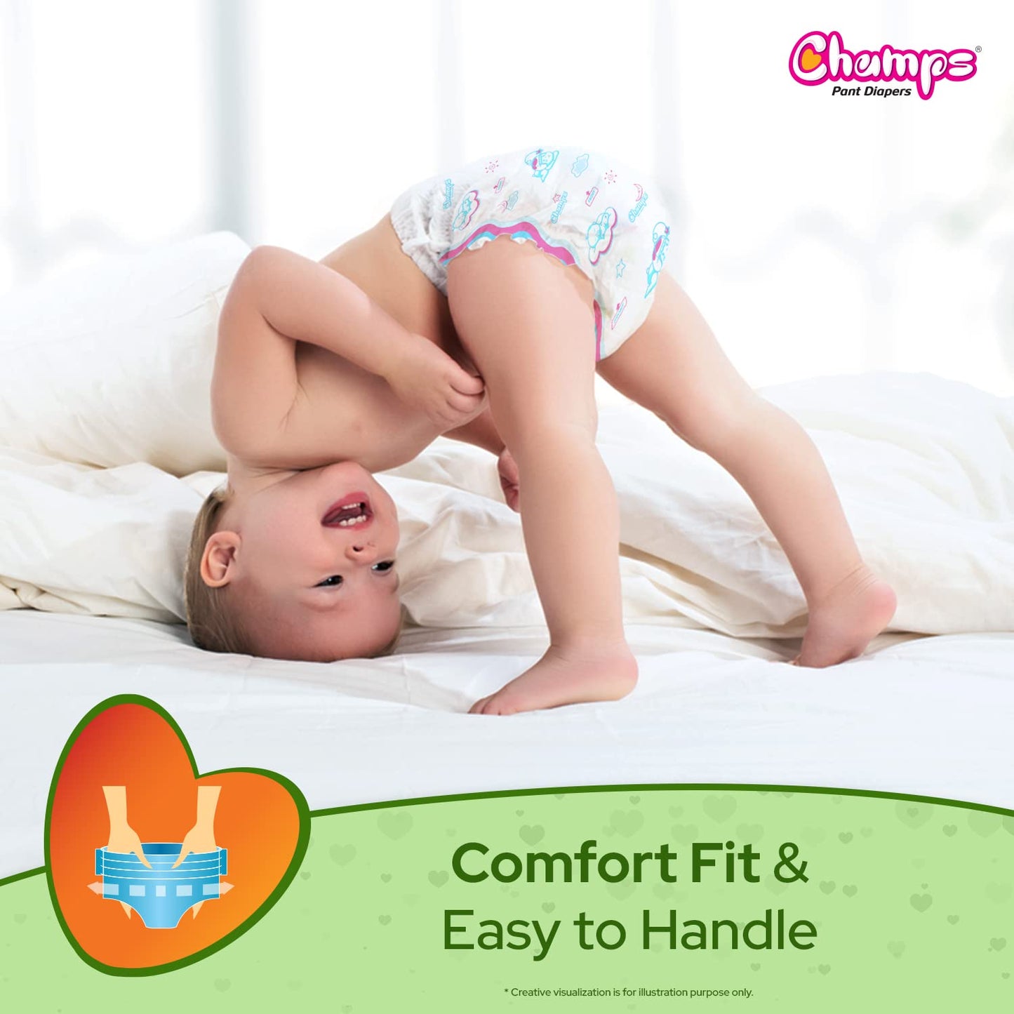0960 Champs Soft And Dry Baby Diaper Pants 78 Pcs (Small Size S78)